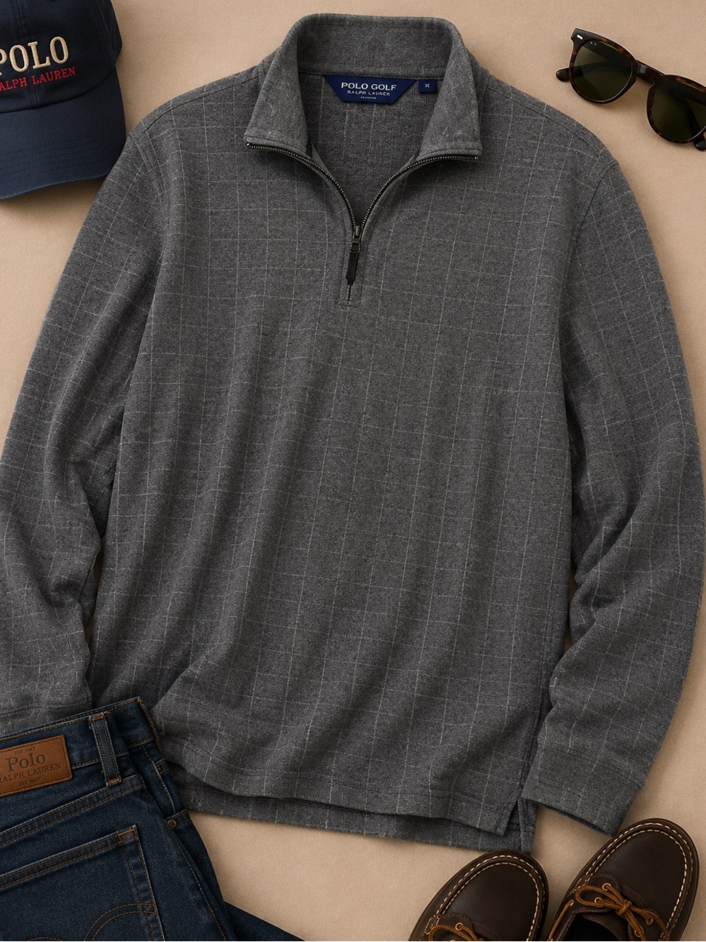Polo Golf Ralph Lauren Men's Long Sleeve Quarter Zip Gray Size XL